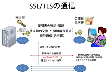 Heartbleed（OpenSSLのTLS/Hesrtbeat拡張機能によるメモリ情報の漏洩）問題　図1